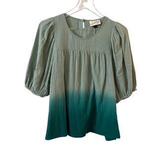 Universal Thread Ombre Tie dye Blue Green Blouse Relaxed fit size large NWT
